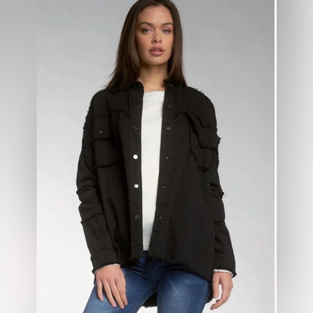 NWT Elan Black Graphic Women's “all You Need is Love” Shirt/Jacket Size XL - Picture 2 of 6